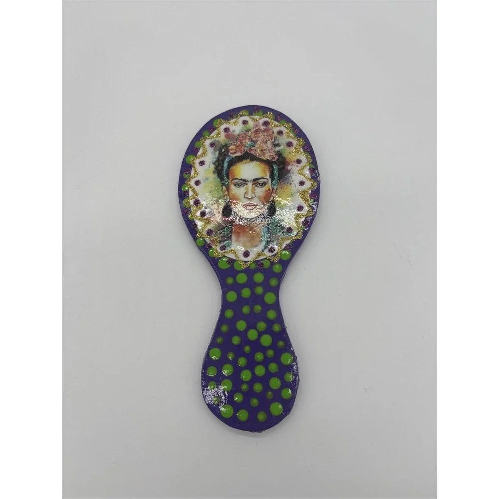 Frida‎ Kahlo Decorative Polka Dot Hand Held Mirror 7 1/2 X 4
